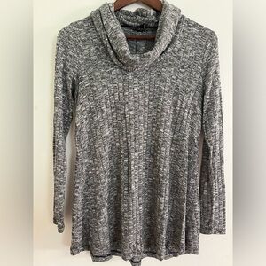 Cable & Gage Cowl Neck Light Black and Gray Sweater, Size S
